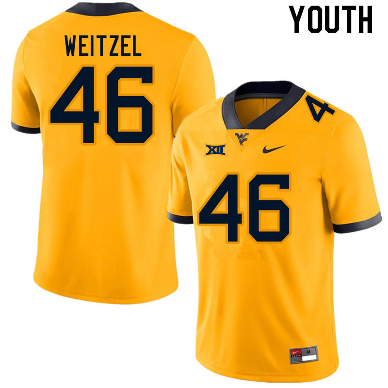 Youth #46 Trace Weitzel West Virginia Mountaineers College Football Jerseys Sale-Gold - Click Image to Close